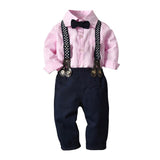 Top and Top Toddler Boy Clothing Sets Long Sleeve Stars Print Bowtie Shirt+Suspender Pants Casual Outfits Tuxedo Gentleman Suit