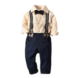 Top and Top Toddler Boy Clothing Sets Long Sleeve Stars Print Bowtie Shirt+Suspender Pants Casual Outfits Tuxedo Gentleman Suit