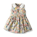 Top and Top Summer Fashion Children Casual Dresses Kids Girl Sleeveless Flower Print Formal Dress Little Girls Princess Dresses