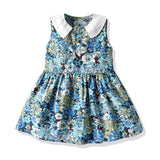 Top and Top Summer Fashion Children Casual Dresses Kids Girl Sleeveless Flower Print Formal Dress Little Girls Princess Dresses