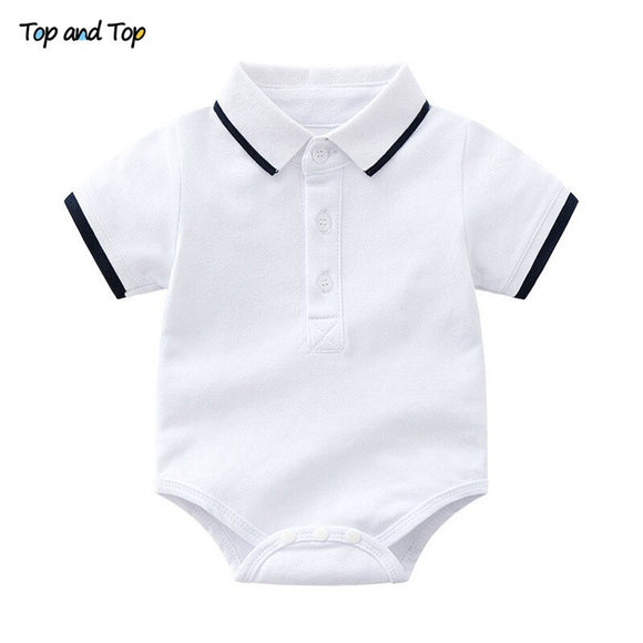Top and Top Summer Baby Boy Rompers Turn-down Collar Infant Newborn Cotton Jumpsuit Clothes For 0-2Y Toddlers Bebes Outfit