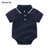 Top and Top Summer Baby Boy Rompers Turn-down Collar Infant Newborn Cotton Jumpsuit Clothes For 0-2Y Toddlers Bebes Outfit