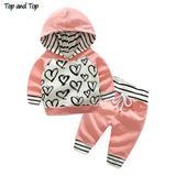 Top and Top Spring Autumn Fashion Baby Girl Clothing Set Heart Shape Hoodies Sweatshirt+Trousers 2Pcs Girls Casual Clothes Suit